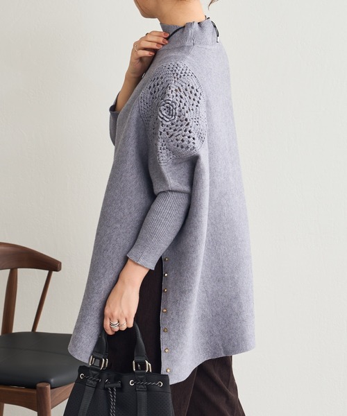 Pal collection（パルコレクション）の「袖編みワイドニット（ニット/セーター・レディース・ブラック/グレー/ベージュ・FREE）」の14枚目の写真