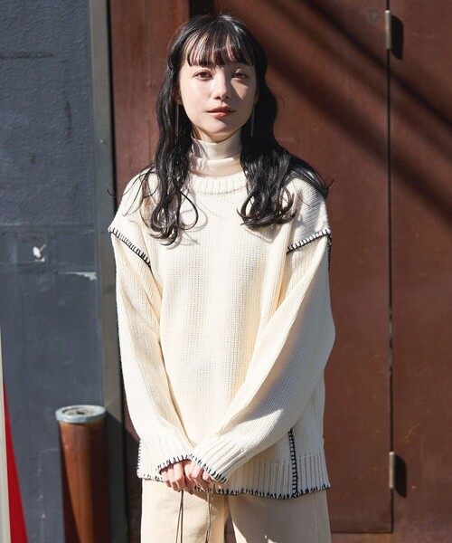 FREAK'S STORE(フリークスストア)の「ハンドステッチニット(ニット/セーター・レディース・オフホワイト/ブラック/ブラウン/グリーン・フリ-)」の14枚目の写真