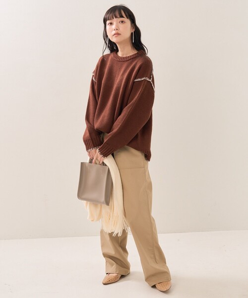 FREAK'S STORE(フリークスストア)の「ハンドステッチニット(ニット/セーター・レディース・オフホワイト/ブラック/ブラウン/グリーン・フリ-)」の19枚目の写真