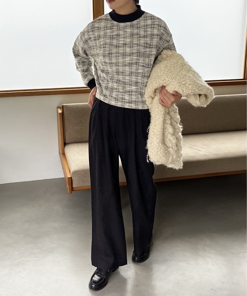 Amourire(アムリール)の「リブ配色ツイードプルオーバー(Tシャツ/カットソー・レディース・ブラック/イエロー/ブラウン・L/M)」の2枚目の写真