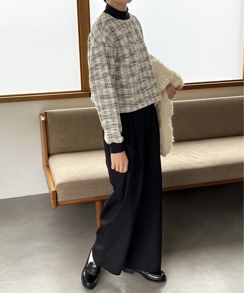 Amourire(アムリール)の「リブ配色ツイードプルオーバー(Tシャツ/カットソー・レディース・ブラック/イエロー/ブラウン・L/M)」の7枚目の写真