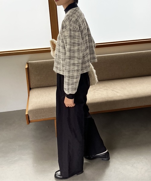 Amourire(アムリール)の「リブ配色ツイードプルオーバー(Tシャツ/カットソー・レディース・ブラック/イエロー/ブラウン・L/M)」の8枚目の写真