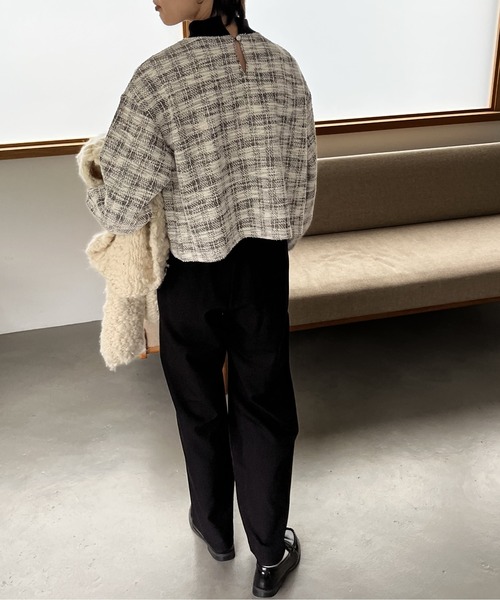 Amourire(アムリール)の「リブ配色ツイードプルオーバー(Tシャツ/カットソー・レディース・ブラック/イエロー/ブラウン・L/M)」の9枚目の写真