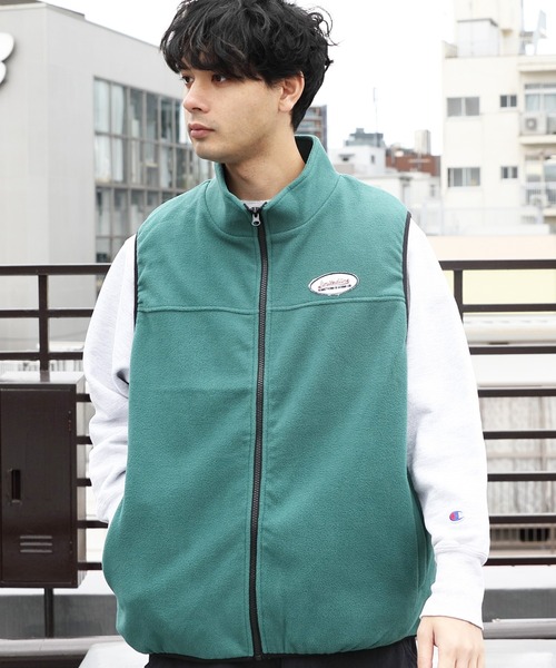 8(eight)(エイト)の「フリース配色ベスト(ベスト・メンズ・グリーン/オレンジ/ブルー/アイボリー/ブラック・LARGE/MEDIUM)」の4枚目の写真