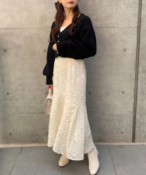 one after another NICE CLAUP(ワンアフターアナザーナイスクラップ)の「素材で差をつける。イレヘムマーメイドスカート(スカート・レディース・ピンク/ブラック/アイボリー・SMALL/MEDIUM)」の7枚目の写真