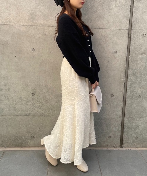 one after another NICE CLAUP(ワンアフターアナザーナイスクラップ)の「素材で差をつける。イレヘムマーメイドスカート(スカート・レディース・ピンク/ブラック/アイボリー・SMALL/MEDIUM)」の10枚目の写真