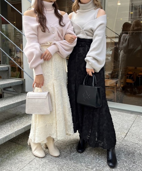 one after another NICE CLAUP(ワンアフターアナザーナイスクラップ)の「素材で差をつける。イレヘムマーメイドスカート(スカート・レディース・ピンク/ブラック/アイボリー・SMALL/MEDIUM)」の9枚目の写真