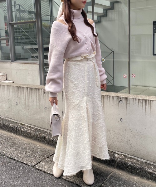 one after another NICE CLAUP(ワンアフターアナザーナイスクラップ)の「素材で差をつける。イレヘムマーメイドスカート(スカート・レディース・ピンク/ブラック/アイボリー・SMALL/MEDIUM)」の19枚目の写真