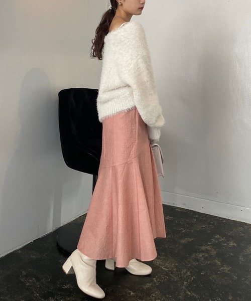 one after another NICE CLAUP(ワンアフターアナザーナイスクラップ)の「素材で差をつける。イレヘムマーメイドスカート(スカート・レディース・ピンク/ブラック/アイボリー・SMALL/MEDIUM)」の5枚目の写真