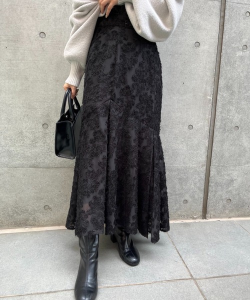 one after another NICE CLAUP(ワンアフターアナザーナイスクラップ)の「素材で差をつける。イレヘムマーメイドスカート(スカート・レディース・ピンク/ブラック/アイボリー・SMALL/MEDIUM)」の11枚目の写真