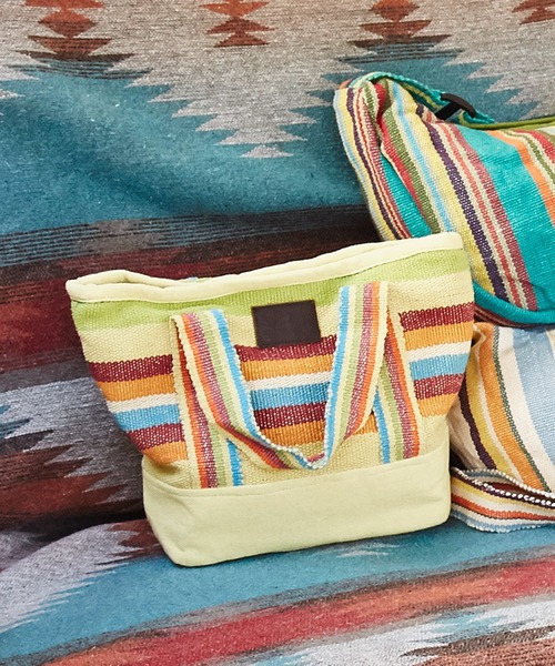 チャイハネ（チャイハネ）の「【チャイハネ】ネパール手織りコットンミニトートバッグ（トートバッグ・レディース・ホワイト/パープル/ホワイト×ブルー/イエロー系その他/レッド系その他/ブルー/ブルー系その他/グリーン/レッド/グリーン系その他/ダークブルー・FREE）」の2枚目の写真