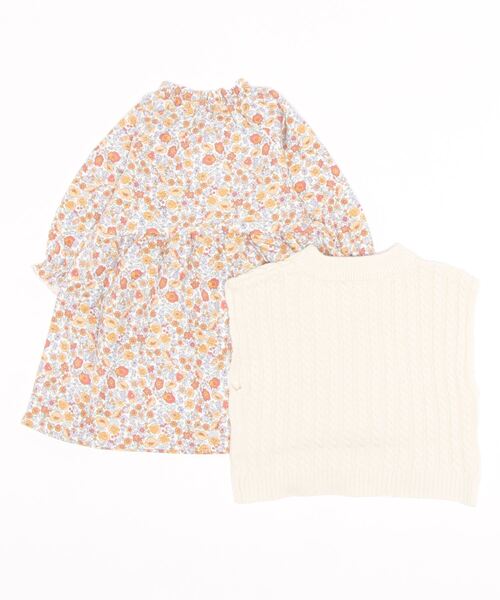 petit main（プティマイン）の「【リンク】ニットベスト花ワンピセット（シャツワンピース・キッズ・ブラック/アイボリー・110cm/100cm/80ｃｍ/130cm/120cm/90cm）」の5枚目の写真