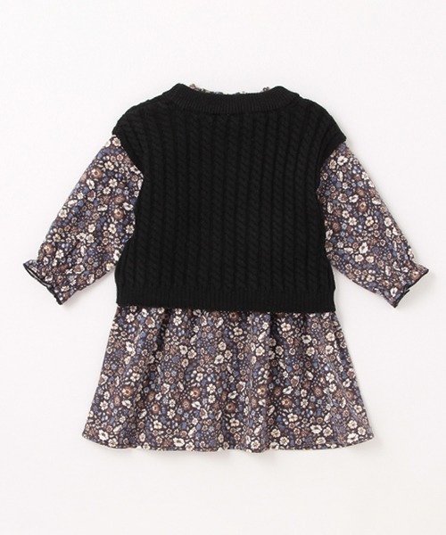 petit main（プティマイン）の「【リンク】ニットベスト花ワンピセット（シャツワンピース・キッズ・ブラック/アイボリー・110cm/100cm/80ｃｍ/130cm/120cm/90cm）」の9枚目の写真