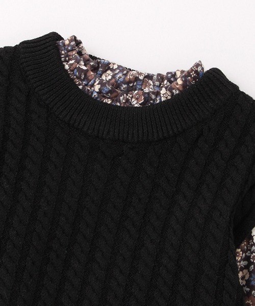 petit main（プティマイン）の「【リンク】ニットベスト花ワンピセット（シャツワンピース・キッズ・ブラック/アイボリー・110cm/100cm/80ｃｍ/130cm/120cm/90cm）」の4枚目の写真