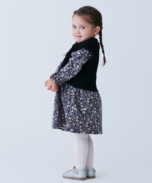 petit main（プティマイン）の「【リンク】ニットベスト花ワンピセット（シャツワンピース・キッズ・ブラック/アイボリー・110cm/100cm/80ｃｍ/130cm/120cm/90cm）」の14枚目の写真