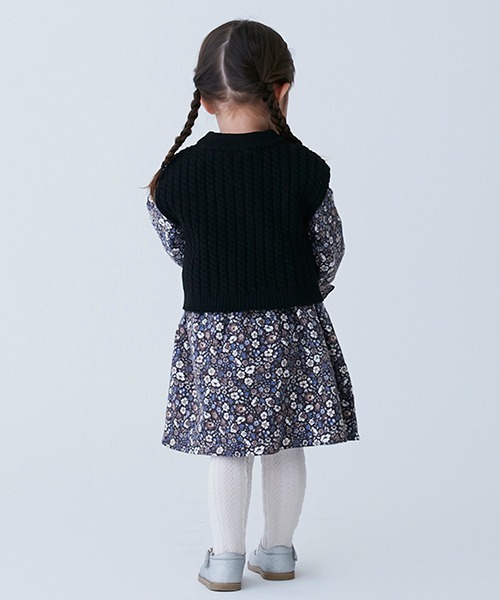petit main（プティマイン）の「【リンク】ニットベスト花ワンピセット（シャツワンピース・キッズ・ブラック/アイボリー・110cm/100cm/80ｃｍ/130cm/120cm/90cm）」の15枚目の写真