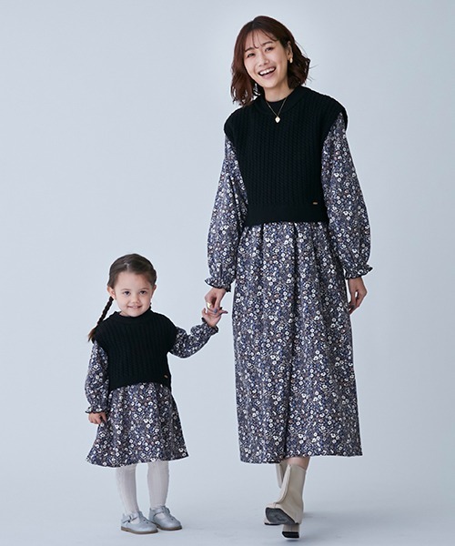 petit main（プティマイン）の「【リンク】ニットベスト花ワンピセット（シャツワンピース・キッズ・ブラック/アイボリー・110cm/100cm/80ｃｍ/130cm/120cm/90cm）」の16枚目の写真