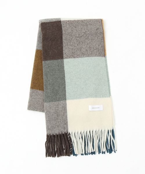ABAHOUSE（アバハウス）の「イタリア製 ウール×カシミヤ チェック柄 マフラー 50×190（マフラー・メンズ・グレー/ベージュ/マスタード/ボルドー/グリーン/ネイビー/ブルー・フリー）」の6枚目の写真