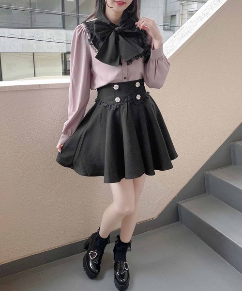 ROJITA（ロジータ）の「カシュクール風ウエストフレアスカート（スカート・レディース・ブラック/ボルドー・FREE）」の8枚目の写真