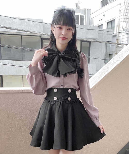 ROJITA（ロジータ）の「カシュクール風ウエストフレアスカート（スカート・レディース・ブラック/ボルドー・FREE）」の14枚目の写真