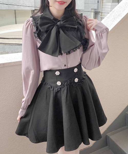 ROJITA（ロジータ）の「カシュクール風ウエストフレアスカート（スカート・レディース・ブラック/ボルドー・FREE）」の6枚目の写真