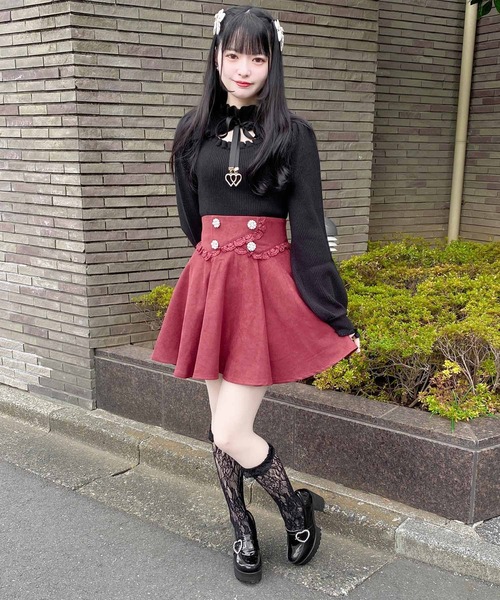 ROJITA（ロジータ）の「カシュクール風ウエストフレアスカート（スカート・レディース・ブラック/ボルドー・FREE）」の9枚目の写真