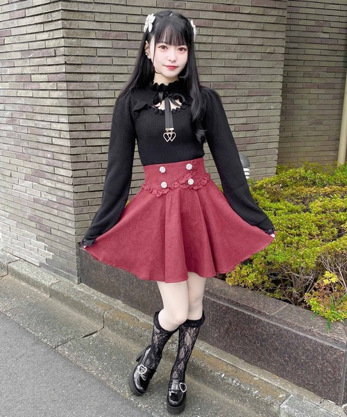 ROJITA（ロジータ）の「カシュクール風ウエストフレアスカート（スカート・レディース・ブラック/ボルドー・FREE）」の13枚目の写真