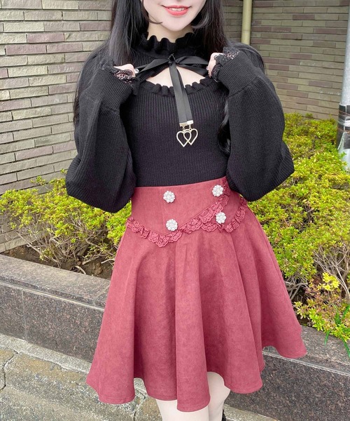 ROJITA（ロジータ）の「カシュクール風ウエストフレアスカート（スカート・レディース・ブラック/ボルドー・FREE）」の5枚目の写真