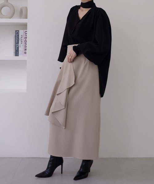 MIELI INVARIANT(ミエリインヴァリアント)の「Bowtie Georgette Blouse(シャツ/ブラウス・レディース・モカ/ホワイト/ブラック・FREE)」の16枚目の写真
