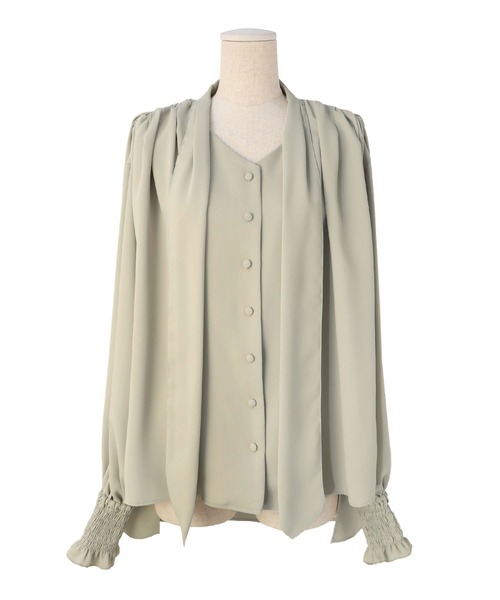 MIELI INVARIANT(ミエリインヴァリアント)の「Bowtie Georgette Blouse(シャツ/ブラウス・レディース・モカ/ホワイト/ブラック・FREE)」の20枚目の写真