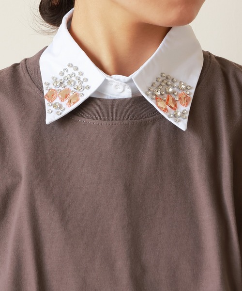 emesuelee（エメスーリー）の「ビーズ刺しゅう付け襟 きれいめ レイヤード レトロ（付け襟・レディース・ホワイト系2/ブラック系1/ホワイト/ブラック系2/ブラック/ホワイト系1/ブラック系5/ブラック系3/ホワイト系4/ブラック系4/ホワイト系3/ホワイト系5・フリー）」の5枚目の写真