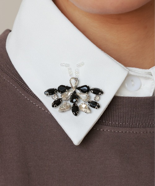 emesuelee（エメスーリー）の「ビーズ刺しゅう付け襟 きれいめ レイヤード レトロ（付け襟・レディース・ホワイト系2/ブラック系1/ホワイト/ブラック系2/ブラック/ホワイト系1/ブラック系5/ブラック系3/ホワイト系4/ブラック系4/ホワイト系3/ホワイト系5・フリー）」の20枚目の写真