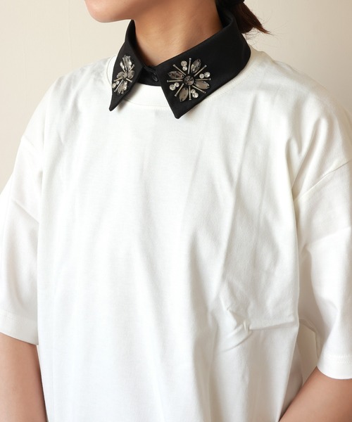 emesuelee（エメスーリー）の「ビーズ刺しゅう付け襟 きれいめ レイヤード レトロ（付け襟・レディース・ホワイト系2/ブラック系1/ホワイト/ブラック系2/ブラック/ホワイト系1/ブラック系5/ブラック系3/ホワイト系4/ブラック系4/ホワイト系3/ホワイト系5・フリー）」の19枚目の写真