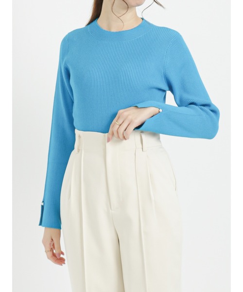 Te chichi（テチチ）の「袖口パールリブニット（ニット/セーター・レディース・ベージュ/ブラック/ブルー・ﾌﾘ-）」の3枚目の写真