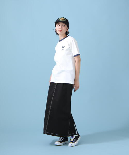 AVIREX（アヴィレックス）の「《WEB&DEPOT限定》DOUNUT ONE POINT RINGER T-SHIRT/ ドーナツワンポイントリンガーTシャツ（Tシャツ/カットソー・レディース・オレンジ/ネイビー・FREE）」の15枚目の写真