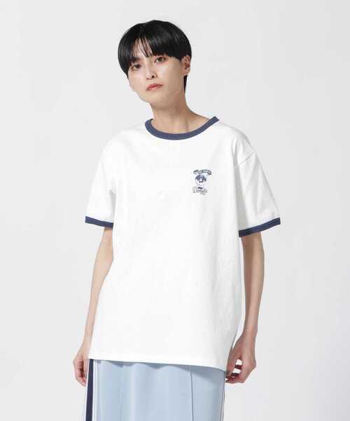 AVIREX（アヴィレックス）の「《WEB&DEPOT限定》DOUNUT ONE POINT RINGER T-SHIRT/ ドーナツワンポイントリンガーTシャツ（Tシャツ/カットソー・レディース・オレンジ/ネイビー・FREE）」の20枚目の写真