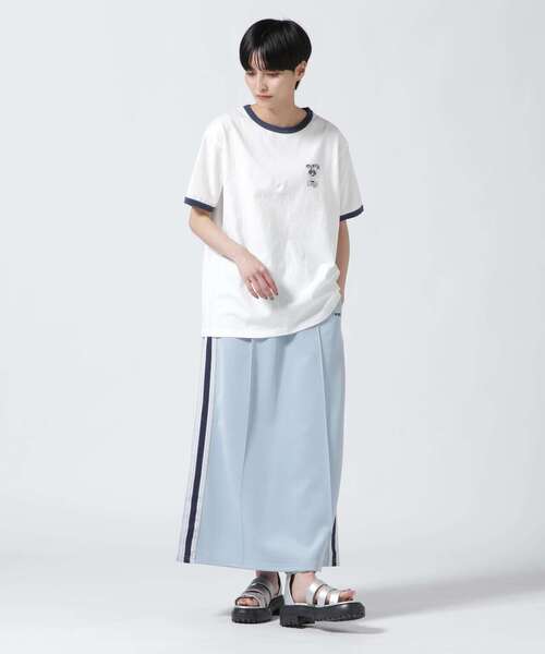 AVIREX（アヴィレックス）の「《WEB&DEPOT限定》DOUNUT ONE POINT RINGER T-SHIRT/ ドーナツワンポイントリンガーTシャツ（Tシャツ/カットソー・レディース・オレンジ/ネイビー・FREE）」の21枚目の写真