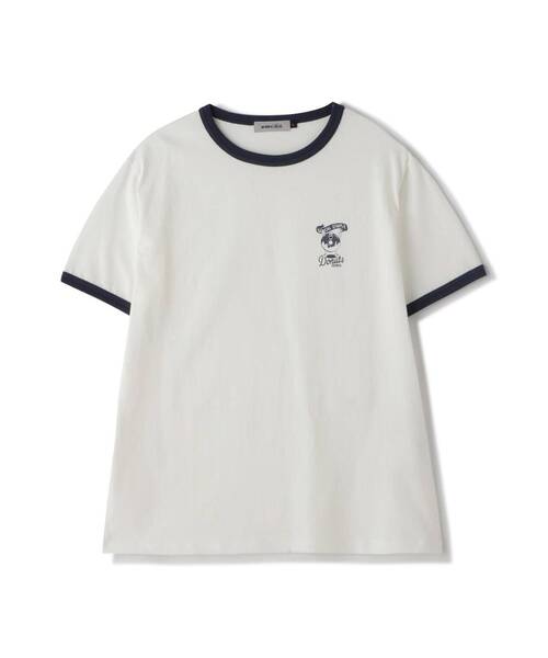 AVIREX（アヴィレックス）の「《WEB&DEPOT限定》DOUNUT ONE POINT RINGER T-SHIRT/ ドーナツワンポイントリンガーTシャツ（Tシャツ/カットソー・レディース・オレンジ/ネイビー・FREE）」の22枚目の写真