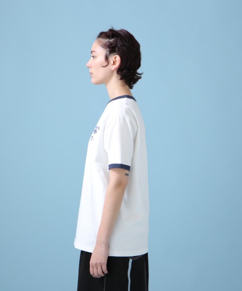 AVIREX（アヴィレックス）の「《WEB&DEPOT限定》DOUNUT ONE POINT RINGER T-SHIRT/ ドーナツワンポイントリンガーTシャツ（Tシャツ/カットソー・レディース・オレンジ/ネイビー・FREE）」の7枚目の写真