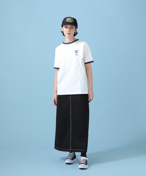 AVIREX（アヴィレックス）の「《WEB&DEPOT限定》DOUNUT ONE POINT RINGER T-SHIRT/ ドーナツワンポイントリンガーTシャツ（Tシャツ/カットソー・レディース・オレンジ/ネイビー・FREE）」の12枚目の写真