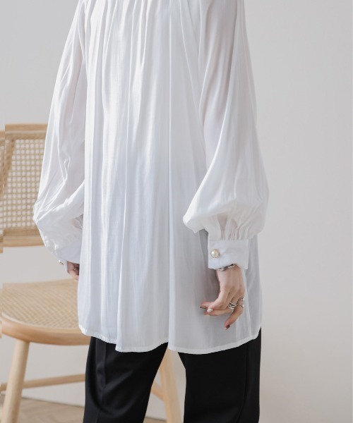 AMELY(エミリー)の「フロントタックブラウス(シャツ/ブラウス・レディース・イエロー/ブラック/ホワイト/ピンク・フリー)」の7枚目の写真