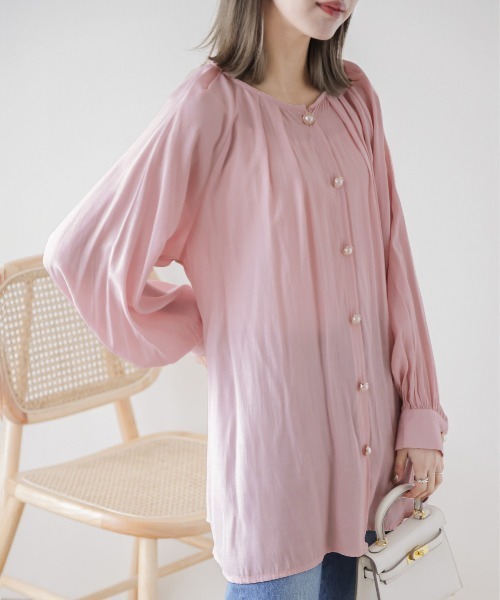 AMELY(エミリー)の「フロントタックブラウス(シャツ/ブラウス・レディース・イエロー/ブラック/ホワイト/ピンク・フリー)」の14枚目の写真