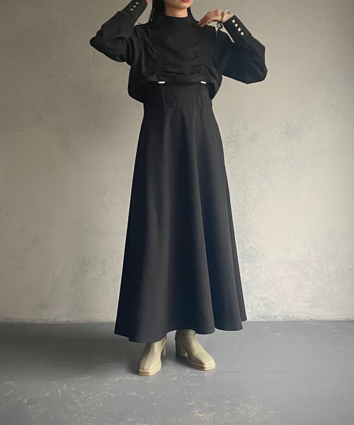 &g'aime（アンジェム）の「【&g’aime】シャーリングワンピース（ワンピース・レディース・ブラック/グレイッシュベージュ・FREE）」の10枚目の写真