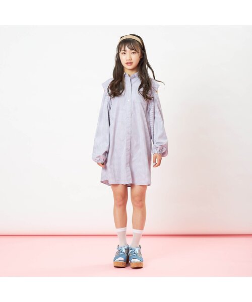 algy（アルジー）の「ボレロ付きシャツワンピ（シャツワンピース・キッズ・ミント/ベージュ/サックスブルー・XX-SMALL/X-SMALL/MEDIUM/SMALL）」の6枚目の写真