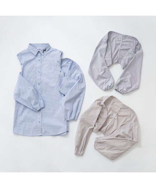 algy（アルジー）の「ボレロ付きシャツワンピ（シャツワンピース・キッズ・ミント/ベージュ/サックスブルー・XX-SMALL/X-SMALL/MEDIUM/SMALL）」の10枚目の写真