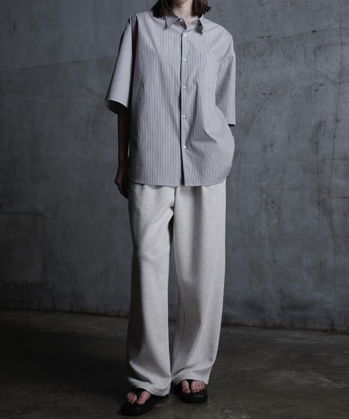 CALLNE（カルネ）の「【CALLNE】Loose Cotton Regular  Color Halfsleeve Shirt / ルーズコットン レギュラーカラー半袖シャツ（シャツ/ブラウス・メンズ・グレー系/ダークネイビー・M/L）」の12枚目の写真