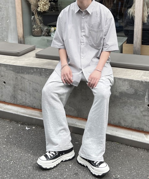 CALLNE（カルネ）の「【CALLNE】Loose Cotton Regular  Color Halfsleeve Shirt / ルーズコットン レギュラーカラー半袖シャツ（シャツ/ブラウス・メンズ・グレー系/ダークネイビー・M/L）」の18枚目の写真