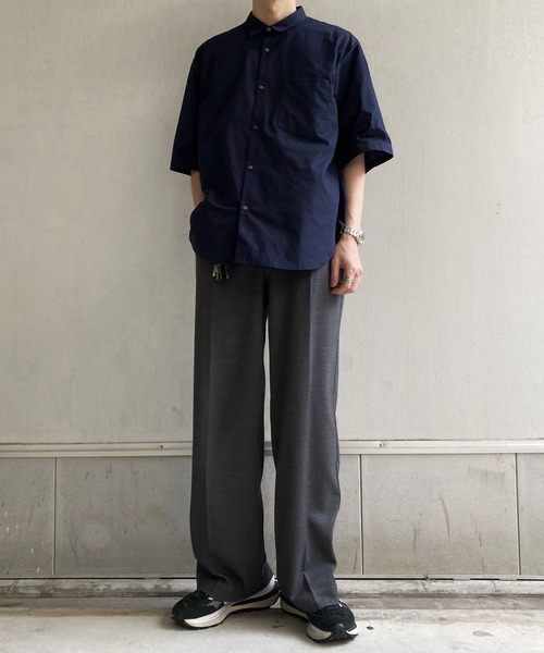 CALLNE（カルネ）の「【CALLNE】Loose Cotton Regular  Color Halfsleeve Shirt / ルーズコットン レギュラーカラー半袖シャツ（シャツ/ブラウス・メンズ・グレー系/ダークネイビー・M/L）」の19枚目の写真