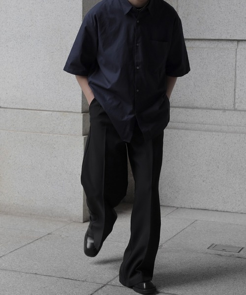 CALLNE（カルネ）の「【CALLNE】Loose Cotton Regular  Color Halfsleeve Shirt / ルーズコットン レギュラーカラー半袖シャツ（シャツ/ブラウス・メンズ・グレー系/ダークネイビー・M/L）」の3枚目の写真