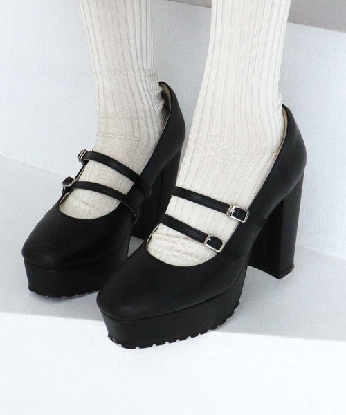 TITTY&CO.(ティティーアンドコー)の「【TITTY&CO.】ダブルストラップパンプス(パンプス・レディース・パープル/ブラック・S/M/L)」の3枚目の写真